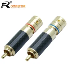 4pcs/2pairs Carbon Fiber RCA Connector RCA male plug adapter Video/Audio Wire Connector Support 8mm Cable Super High Quality