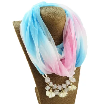 

2020 Winter Warm Wrap Soft Hijab Muslim Head Scarves Fashion Gradient Print Jewelry Scarf Flower Necklace Pendant for Female