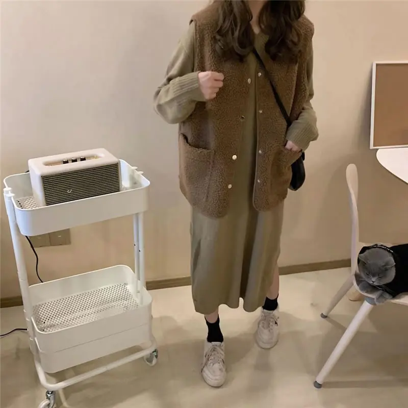 XITAO, плюс размер, карман, простой жилет, женская одежда,, модный, свободный, v-образный вырез, без рукавов, однобортный жилет, пальто, топ, новинка ZLL4417