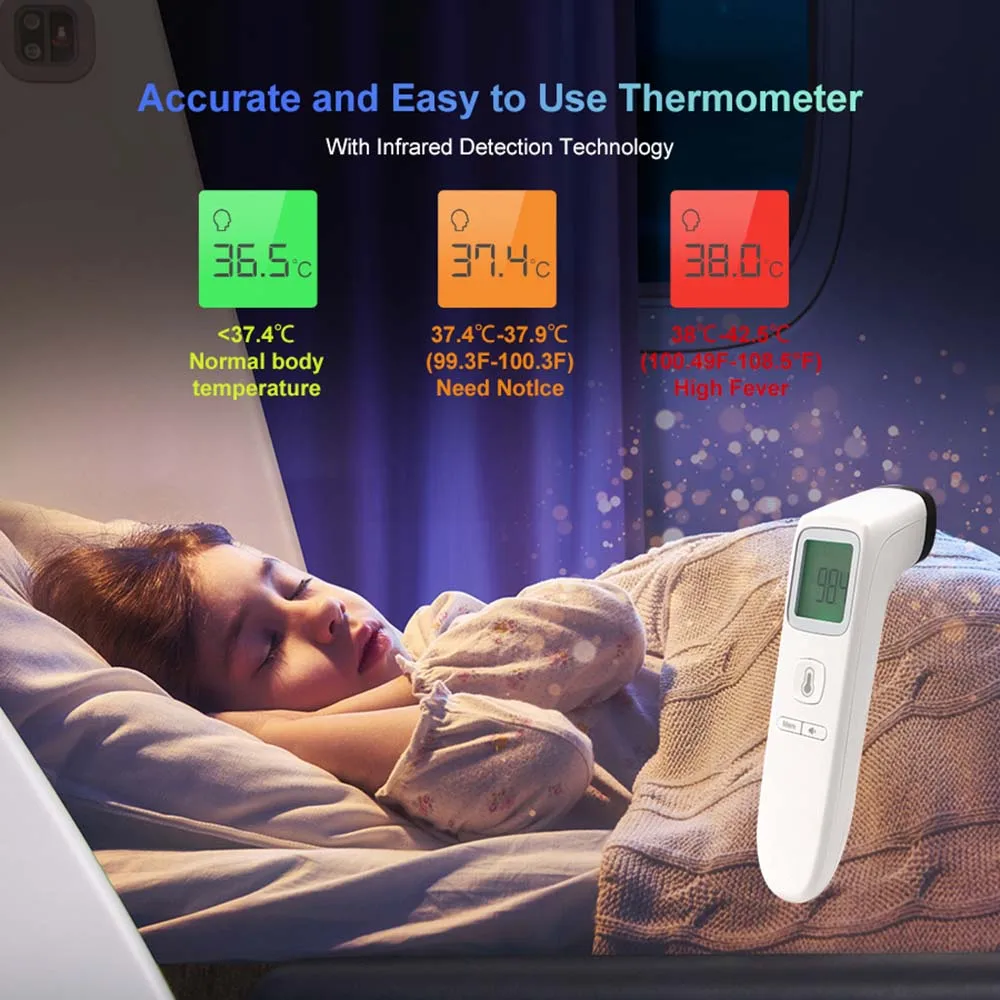 Цифровой термометр бесконтактный инфракрасный ИК ЖК Лоб высокая температура тела измерения Termometro