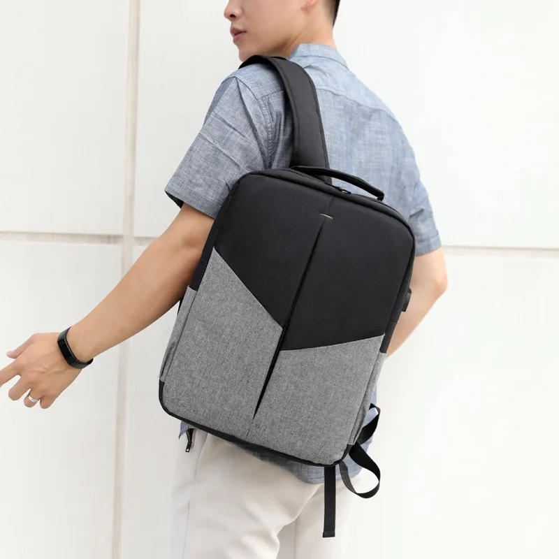

New Style Mixed Colors Shoulder Knapsack Belt USB Waterproof Nylon Fabric 16-Inch Computer Backpack