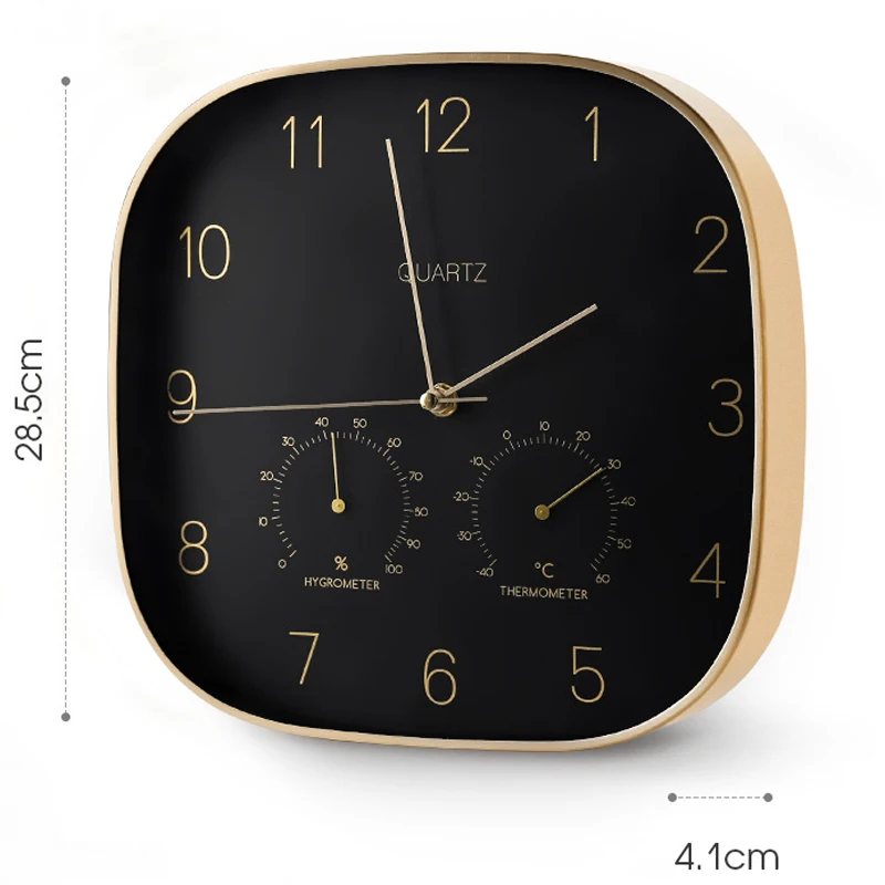 Скандинавские простые настенные часы современный дизайн минималистичный Стиль 3D украшения часы с температурой влажности стены домашние декоративные часы 12"