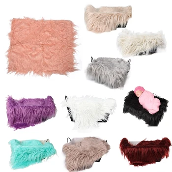 

Baby Newborn Faux Fur Photography Photo Props Blanket Basket Stuffer Rug Beanbag Background Backdrop Beige Brown