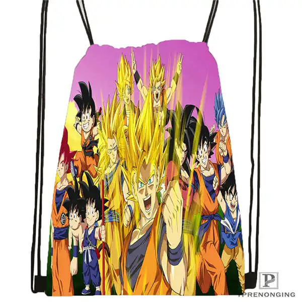 Custom Dragon-Ball-Z-супер-походная сумка на шнурке милый рюкзак для детей(черная спинка) 31x40 см#2018611-2(16