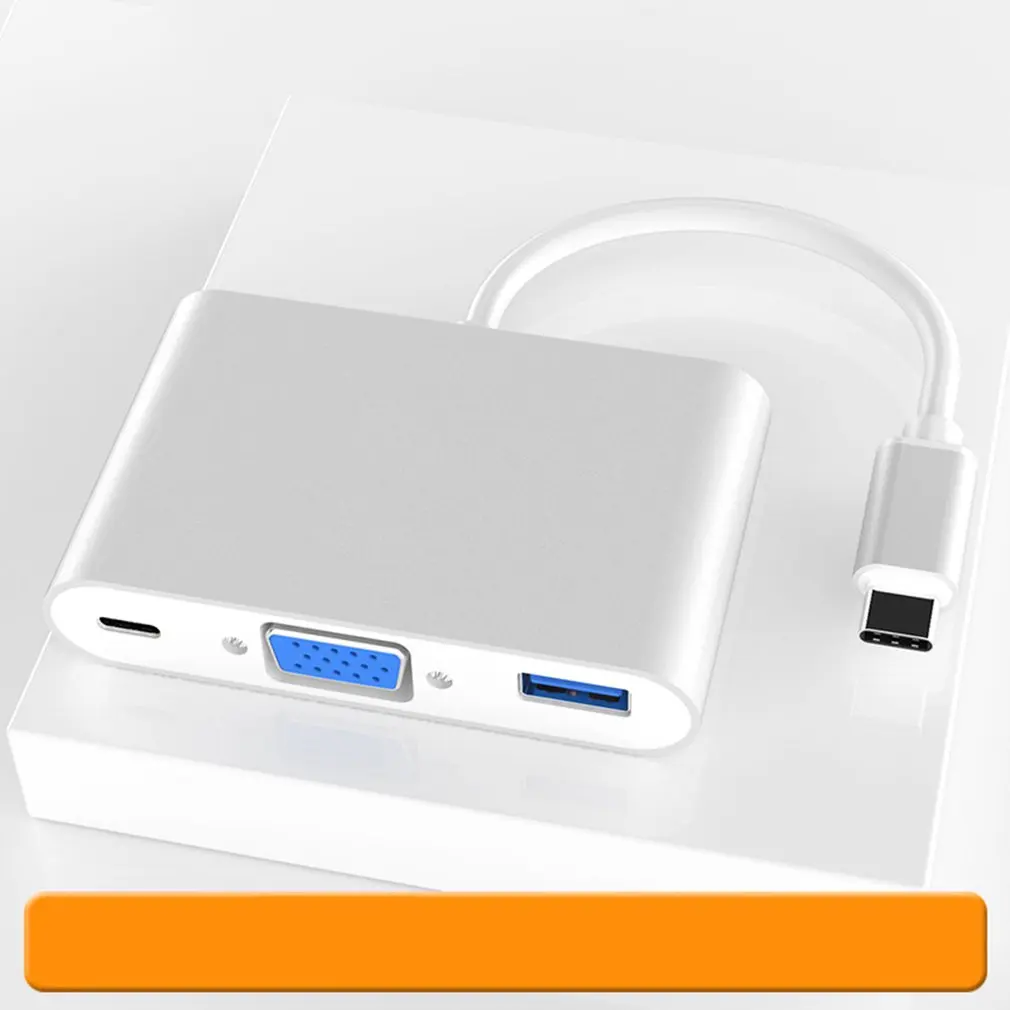 Тип-C адаптер 3-в-1 Thunderbolt 3,0 концентратор USB type C к HDMI VGA 3,5 мм разъем USB адаптер с Тип-C Мощность доставки