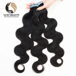 Tape in Hair Extensions Water Wave For Black Women Body Wave 100% Human Hair Adhesive Invisible Black Hair Wet and Wavy