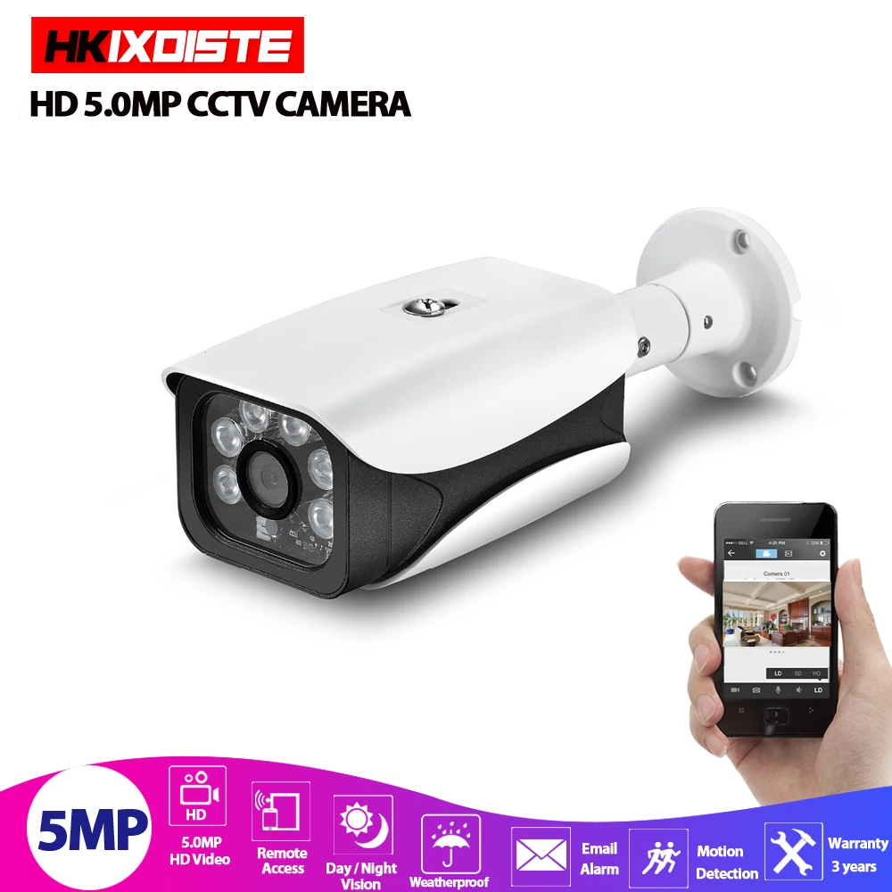 

Super Ultra 5MP AHD Camera Sony CCD 2560*1920 Outdoor Waterproof Security Bullet Camera 6 Array IR LEDS Night Vision View