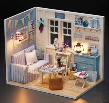 Chi Fun House diy хижина креативный подарок, чтобы отправить своей подруге подарок на день рождения практичная ручная работа собранная модель с светильник - Цвет: Красный