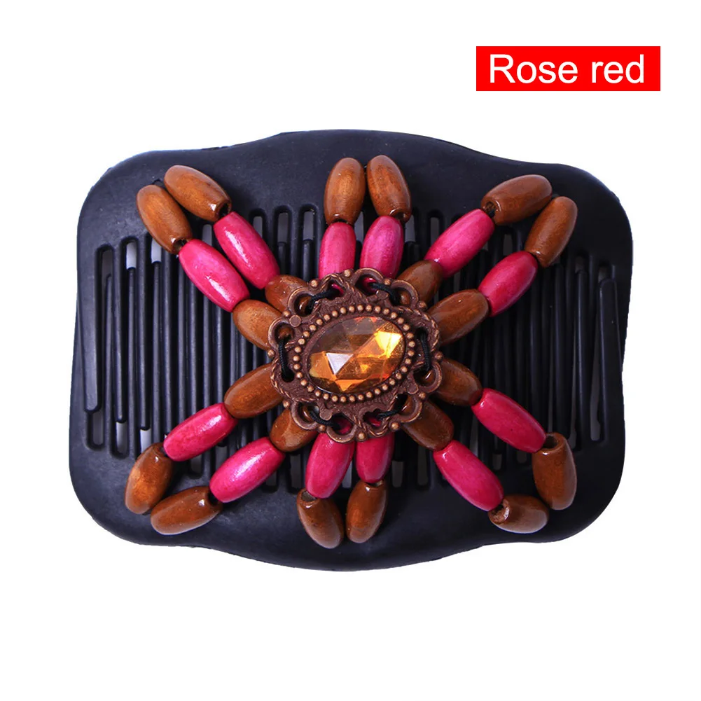 Hot Double Beaded Hair Magic Comb Clip Beads Elastic Hairpin Bun Maker Pins Hair Styling CNT 66 - Цвет: Random color