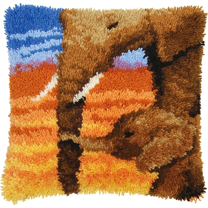 Latch Hook Pillow Cushion Kits Dog Cat Horse Cross Stitch Needlework Crocheting Cushion Animal Pattern Embroidery Home Decor carpet embroidery kit