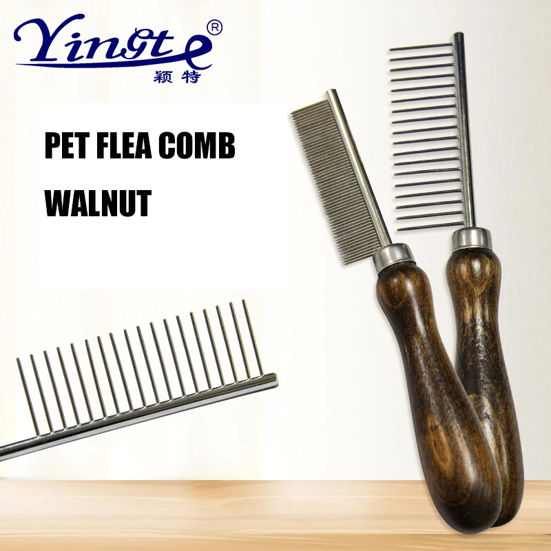 Pet Walnut Wooden Flea Lice Comb Dog Cat Groming Tools Dogs Cats Hair