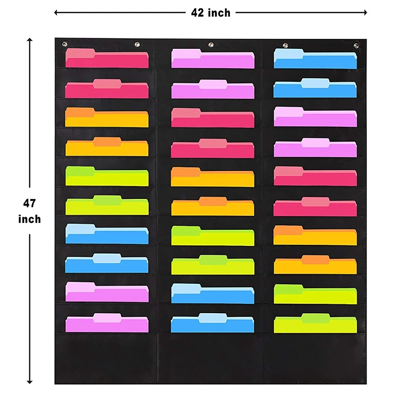 Сверхмощный карман для хранения карт с 30 карманами, 5 вешалок на двери в комплекте | Подвесной Настенный Органайзер для файлов-Организуйте свой ассиг