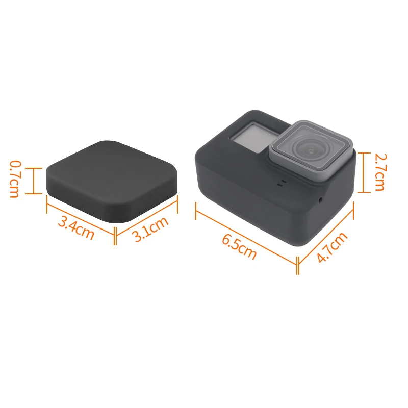 3-Piece Set Soft Silicone Rubber Frame Protective Case + Lens Cap Cover + Adjustable Wrist Strap For Gopro Hero 5 6 7 Black Camera Accessories (17)