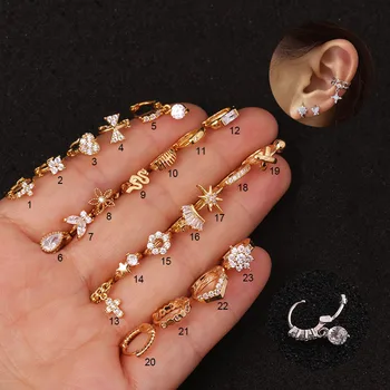 

Gold Color Small Huggie Earrings Stainless Steel Circle Round Stud for Women Men Nose Ring Ear Ring Bone Buckle Fashion Jewelry