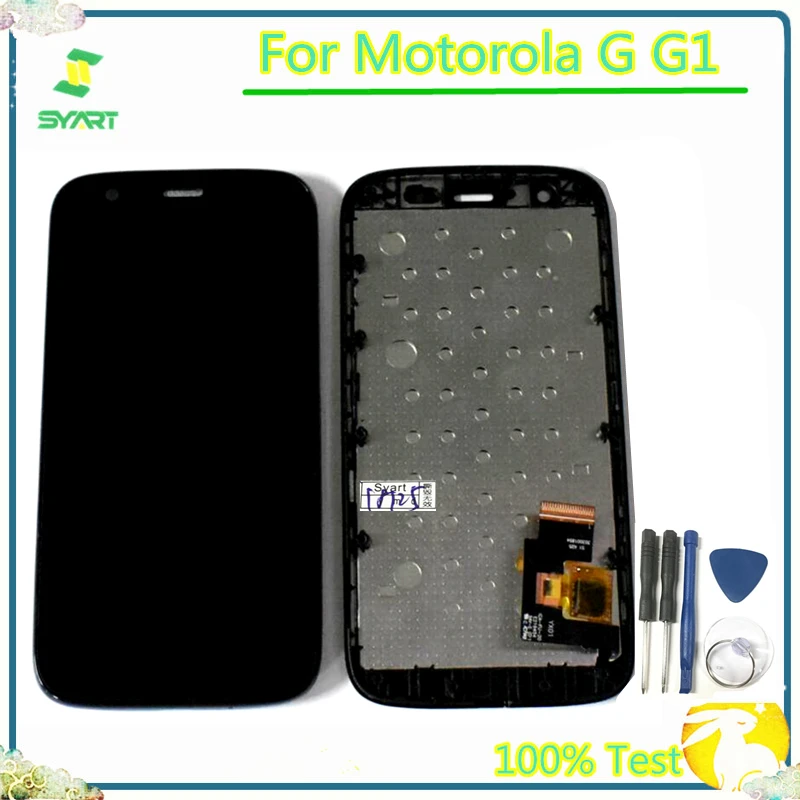 Цена 100% протестирован для Moto G G1 жк дисплей с кодирующий преобразователь сенсорного экрана в сборе с рамкой для Motorola Moto G G1 XT1032 XT1033