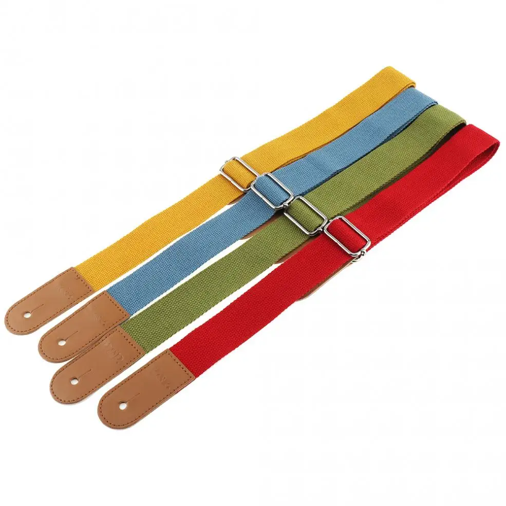 72-120cm Adjustable Pure Cotton Colorful Ukulele Strap with Leather Head 4 Colors Optional Musical Instrument Parts Accessories