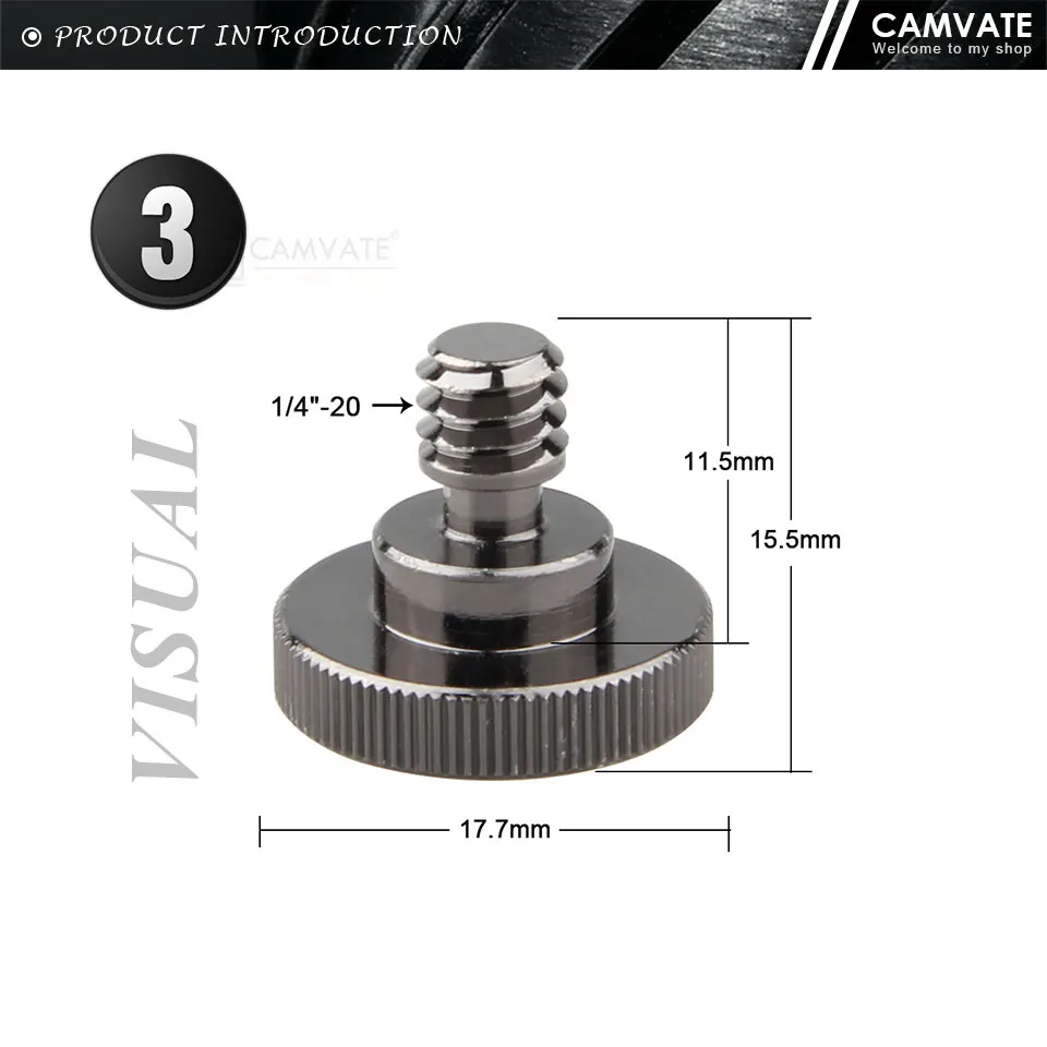 Camera Screw Adapter Hand Screw With 1/4"-20 To 1/4"-20 Threaded For Quick Relea