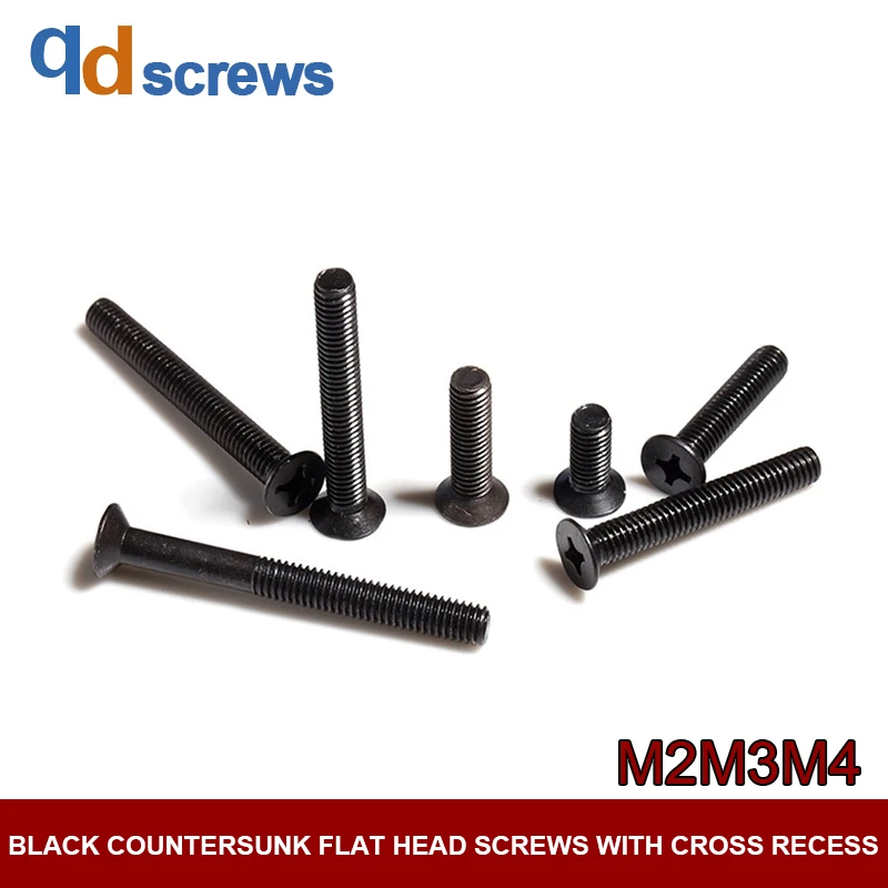 

4.8 M2M3M4 Black Countersunk flat head screws with cross recess Phillips flat head Cross Countersunk Screw GB819-76 DIN965