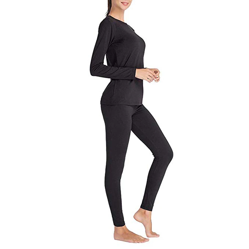 Women Thermal Underwear Long Tops Pants Warm Set Autumn Winter Ladies Ultra Soft Plush Lined Sleepwear Underwear