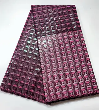 

High Quality Very beautiful Nigeria sequins Embroidered Tulle Lace Fabric For Wedding 5yards FYIN11