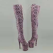 Leecabe/Обувь для танцев на шесте из змеиной кожи 20 см/8 дюймов ботинки на платформе с высоким каблуком ботинки для танцев на шесте с закрытым носком