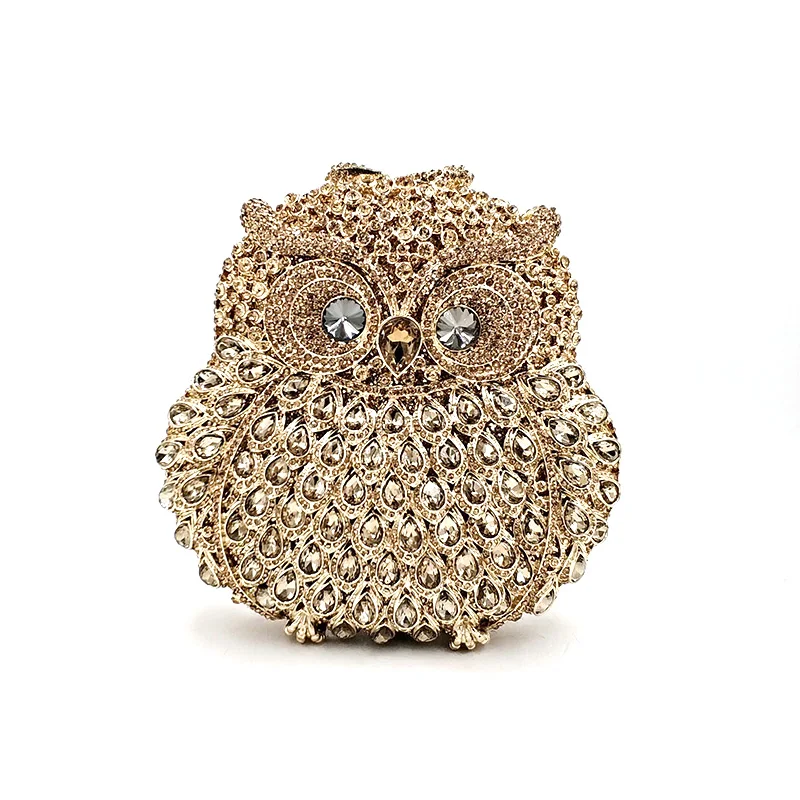 Fashion design clutch women evening party bag diamonds owl bird shape crystal purses bridal wedding party crystal clutches