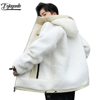 

FOJAGANTO Men Winter Warm Fleece Jackets Male Solid Color Wild Outwear With Pockets Casual Brand Mens Long Sleeve Jacket Coats