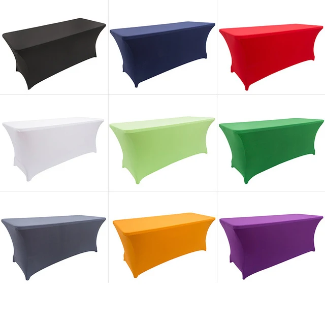 

Rectangle stretch spandex table cover tablecloth solid color lycra long bar table cloth for hotel event party wedding decoration