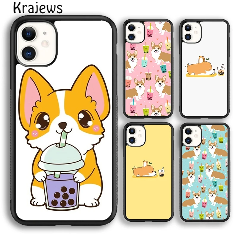 Чехол для телефона krajew Corgi and Bubble Tea чехол iPhone 5s SE 6s 7 8 plus X XS XR 11 12 pro max Samsung Galaxy S8 S9 S10