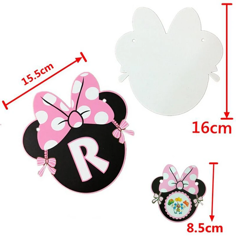 Girls Minnie Mouse Banner Party Bunting 1 Banner Flags Per Bunting Length 2.5m Party Favors kids Mickey Happy Birthday Supplies
