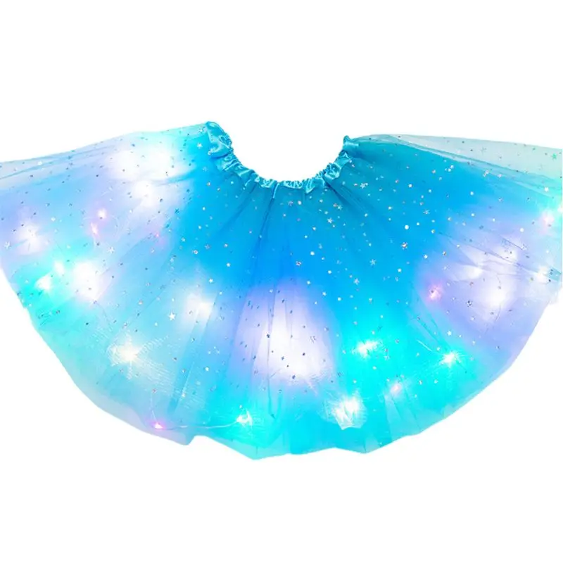 От 3 до 12 лет детский светодиодный светильник для девочек; блестящая юбка-пачка из тюля с блестками и звездами для балета; Одежда для танцев - Цвет: AN