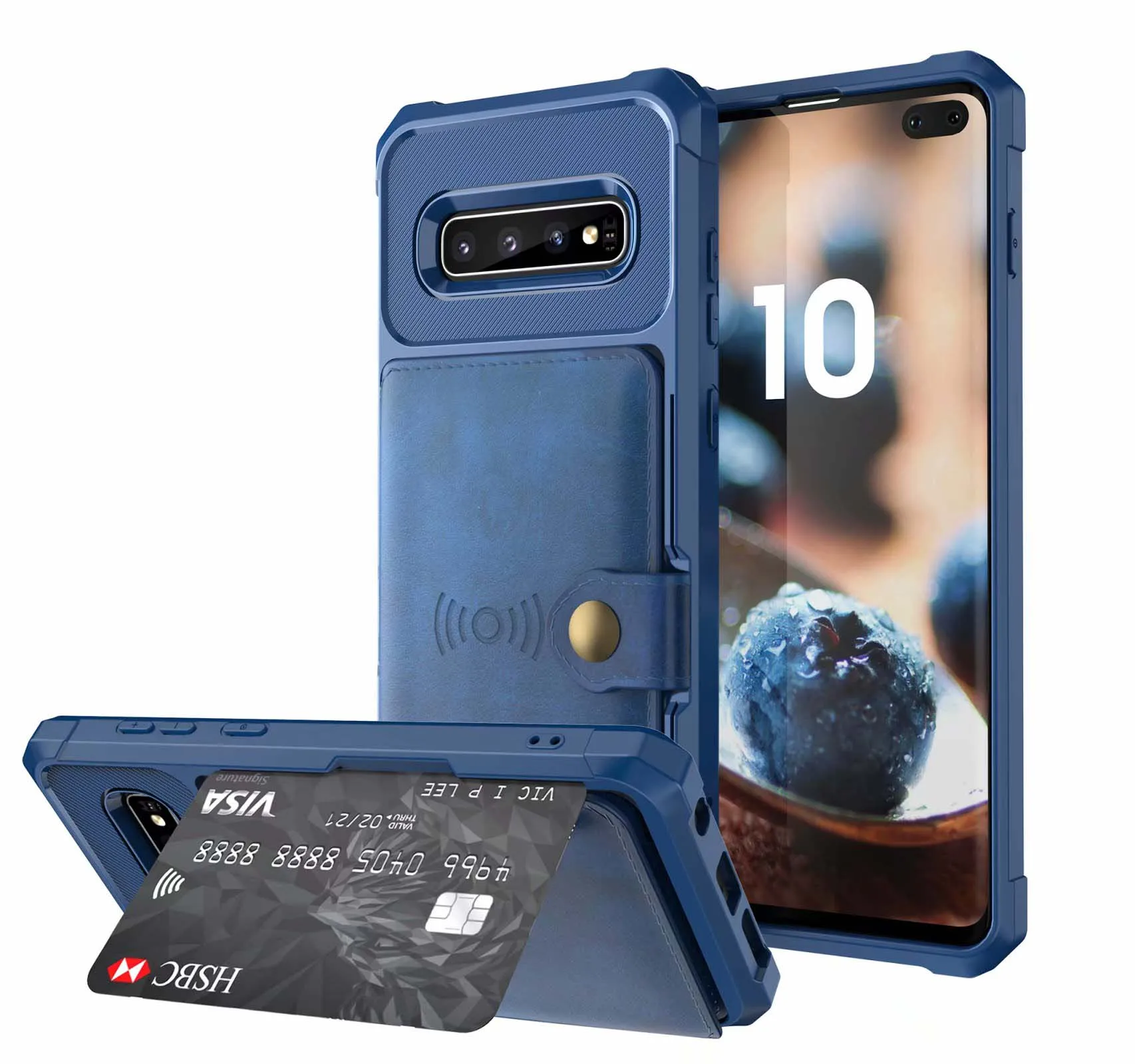 blue Магнитный чехол-бумажник из искусственной кожи для samsung Galaxy Note 10 PLUS, 9 S10 Plus, S10E S9 Plus, держатель для карт, кошелек, откидная крышка, пряжка - Цвет: blue