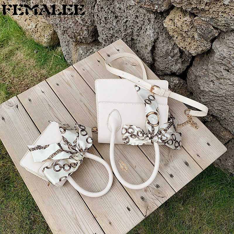 

Elegant Women PU Leather Fashion Mini Handbag Office Lady Shoulder Bag Flap Korean Scarf Two Size Cross Body Bag Messenger Bolsa