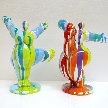 

Creative Modern Style Abstract Fat Lady Sculpture Character Art Figurines Resin Art&Craft Simple Home Desktop Decoration R2335