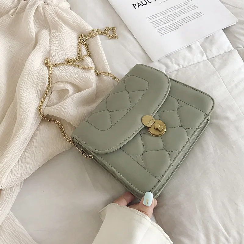 

INS Super Fire Bag Women's 2020 New Style Korean-style Western Style Chain Square Sling Bag Versitile Fashion Embroidery Shoulde