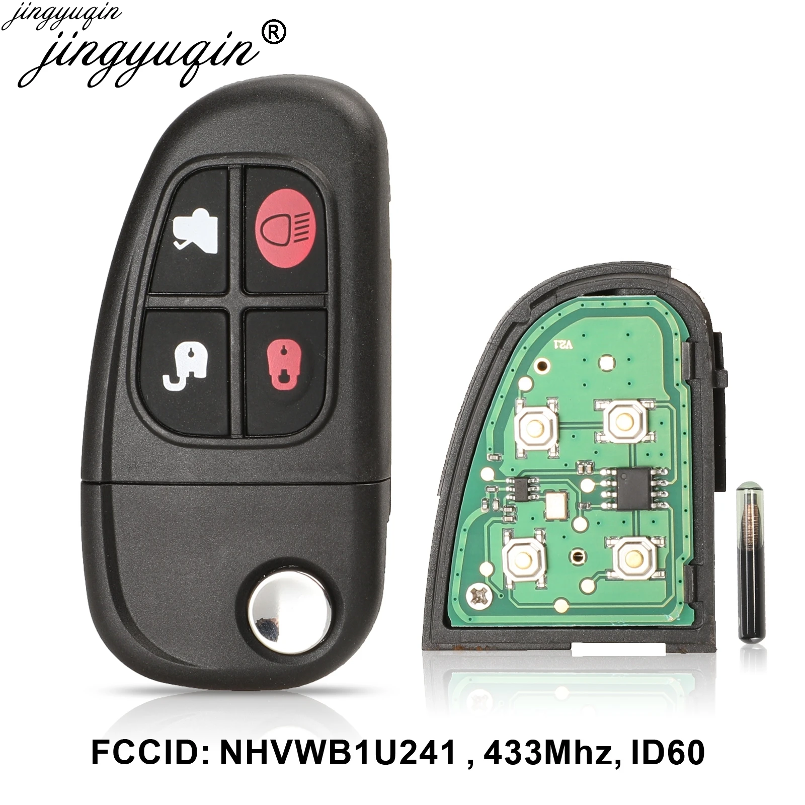 4 кнопки Авто удаленное для Jaguar X Тип S 1999 2009 XJ XJR 2002 2008 433 МГц с 4D60 чип|Ключ от авто| |