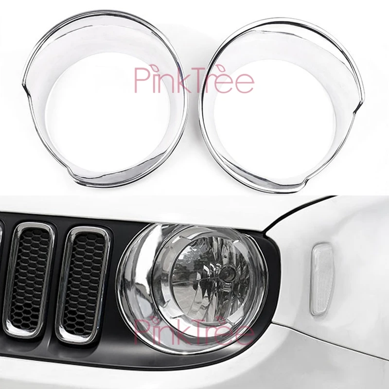 For Jeep Renegade 2016 Headlight Head Lamp Cover Trim Chrome Car
