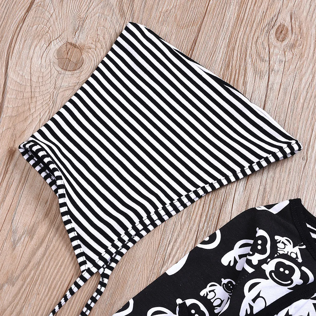 2pcs Newborn Baby Boys Girls Stripe Cartoon Sets Tops+pants+hat Outfits Clothes Set Infant Clothing Ubranka Dla Niemowlat