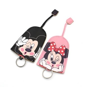 

New Cute Cartoon Car Key Bag PU Leather Key Wallets Women Creative Drawstring Key Ring Chain Case Mickey Minnie Key Holder Cover