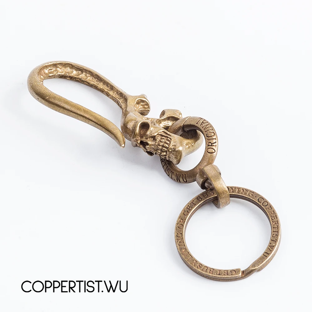 Coppertist. Wu латунь Скелет Череп Панк Винтаж Брелок кошелек с крючком клип аксессуары кулон-брелок для автомобиля Ретро ремень подвесной
