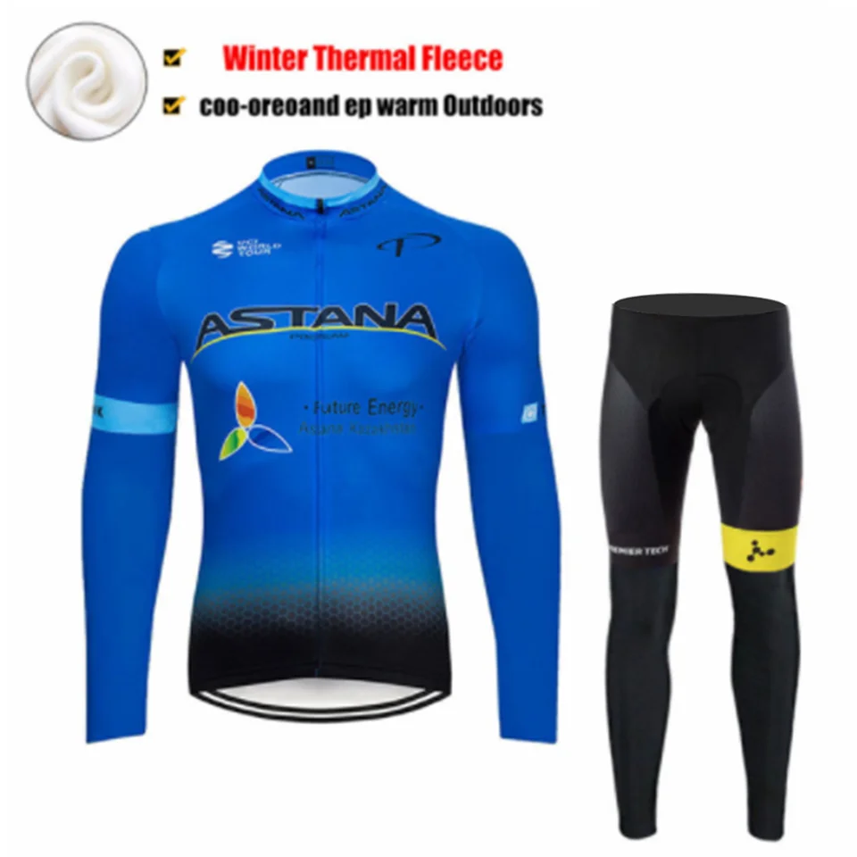 Велосипедная майка, штаны, комплект для мотоцикла Ropa Ciclismo, Мужская зимняя теплая флисовая Pro Джерси Майо для велоспорта, одежда 19D Pad - Цвет: Cycling suit