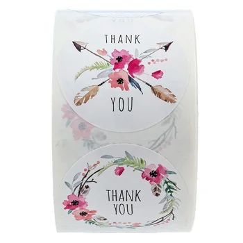 

500pcs/roll Floral Thank You Designs Sticker Seal Labels XMAS Gift Decoration Party Favors Birthday Wedding Festival Supplies