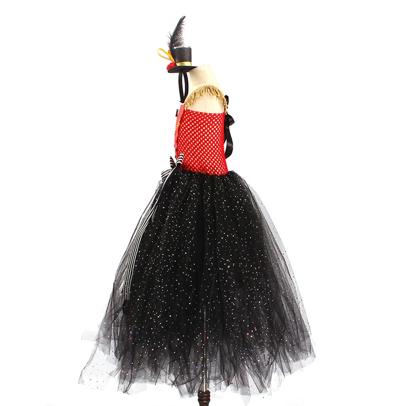 Full Length Sparkly Ringmaster Inspired Girls Tutu Dress Kids Birthday Party Pageant Halloween Costume Girl Circus Fancy Dress (18)
