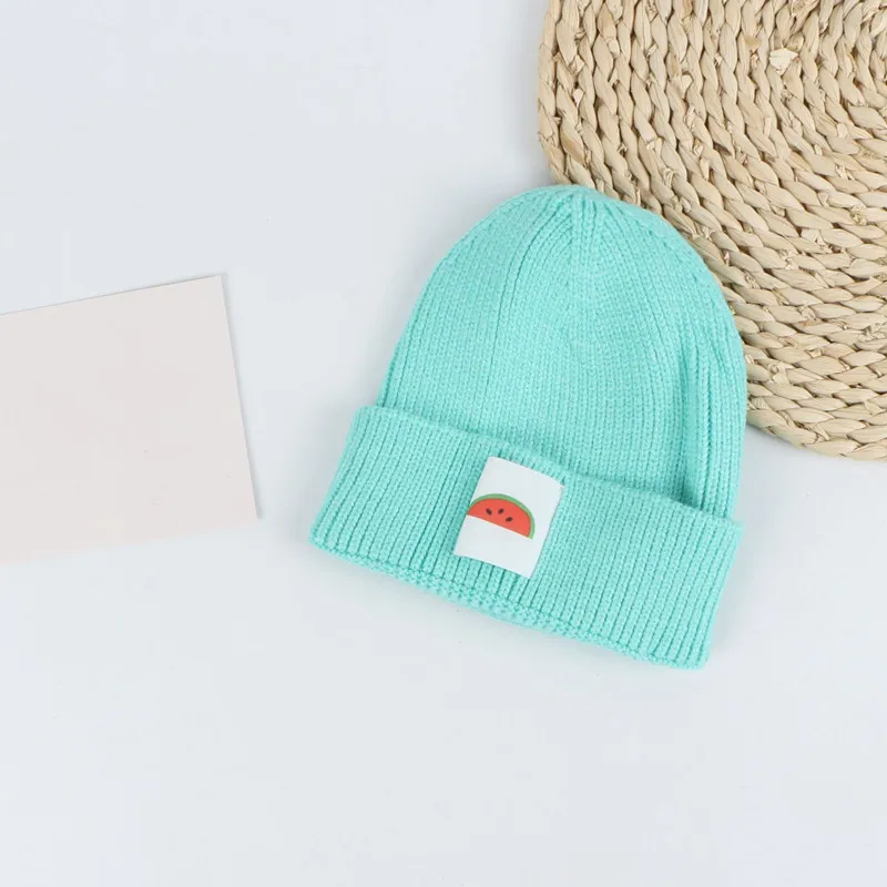 Вязаная шапка с рисунком фруктов, зимняя теплая шапка Skullies, шапка бини для детей, для мальчиков и девочек, 121