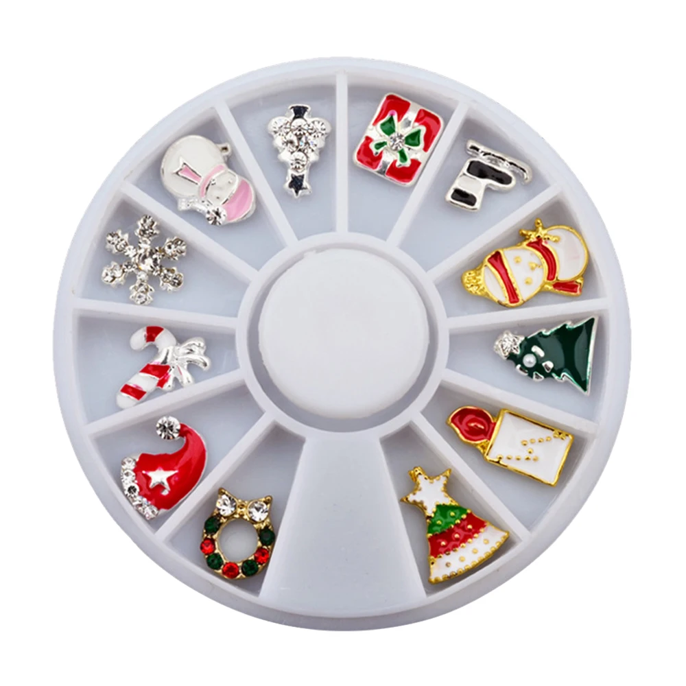 Nail Rhinestone Christmas Decorations Hot-sale Manicure Ornament Cute Art Turntable Series Snowflake Gift | Красота и здоровье