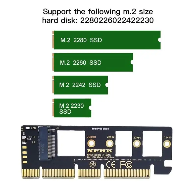 NVMe PCIe M.2 NGFF SSD to PCIe x1 Adapter Card PCIe x1 to M.2 Card with Bracket PCI-E M.2 Adapter for 2230 2240 2260 2280 SSD M2