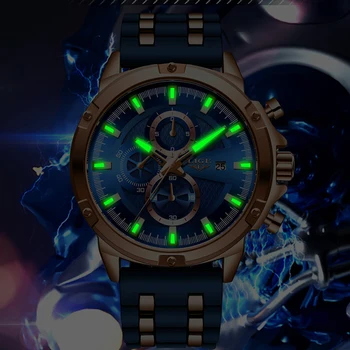 

Watch Men 2020 New Blue Sport Watches For Men Business Silicone strap Quartz Clock Male Waterproof Chronograph Relogio Masculino