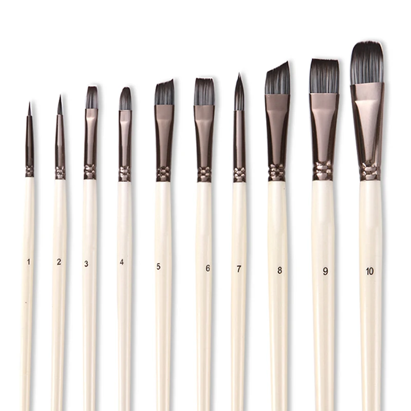 10 шт. высококачественный набор кистей для рисования акрил гуашь масло