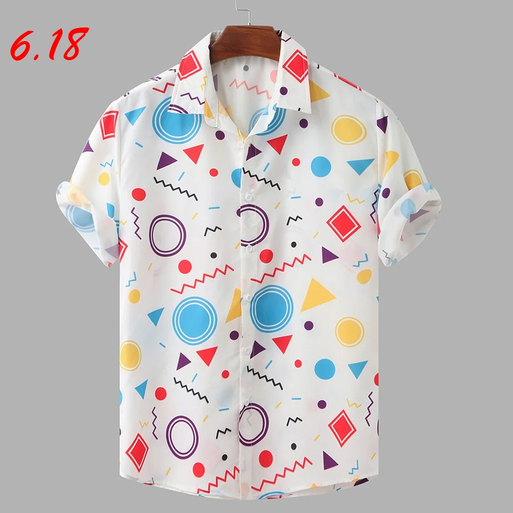 Summer Men's shirts camisas Casual Colorful hort Sleeve shirts for men Hawaiian Printed Loose Buttons Blouse Top chemise homme Summer Men's shirts camisas Casual Colorful hort Sleeve shirts for men Hawaiian Printed Loose Buttons Blouse Top chemise homme