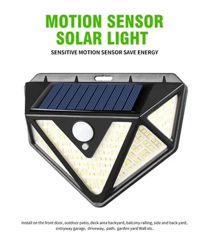 

Solar Motion Sensor Light 166 LED 270° Wide Angle IP65 Waterproof 3 Modes Wireless Solar Powered Wall Light Solar Lamps
